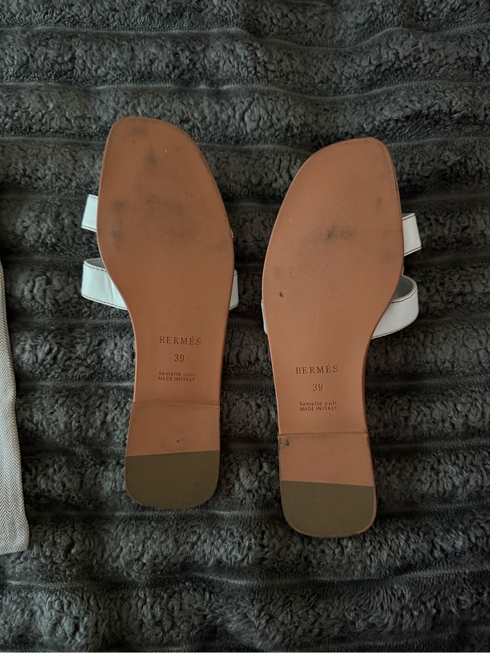 White Leather Slide Sandals - Picture 3 of 3